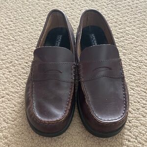 Sperry top sider brown leather penny loafer youth 4 wide
